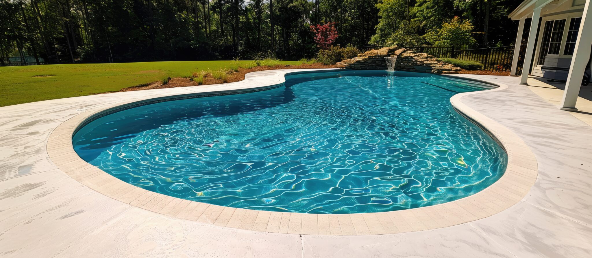 Swimming pool gets fresh vinyl liner.